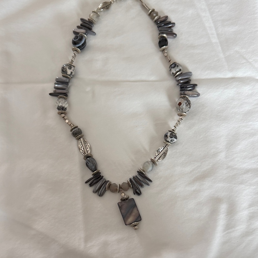 Chic Black and Silver Beaded Necklace